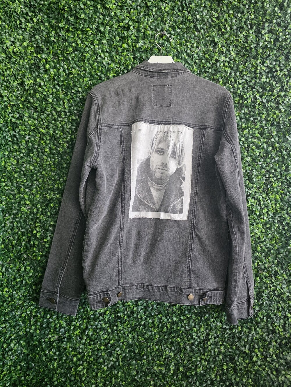 Kurt Cobain Men's Black Graphic Denim Jacket Size M